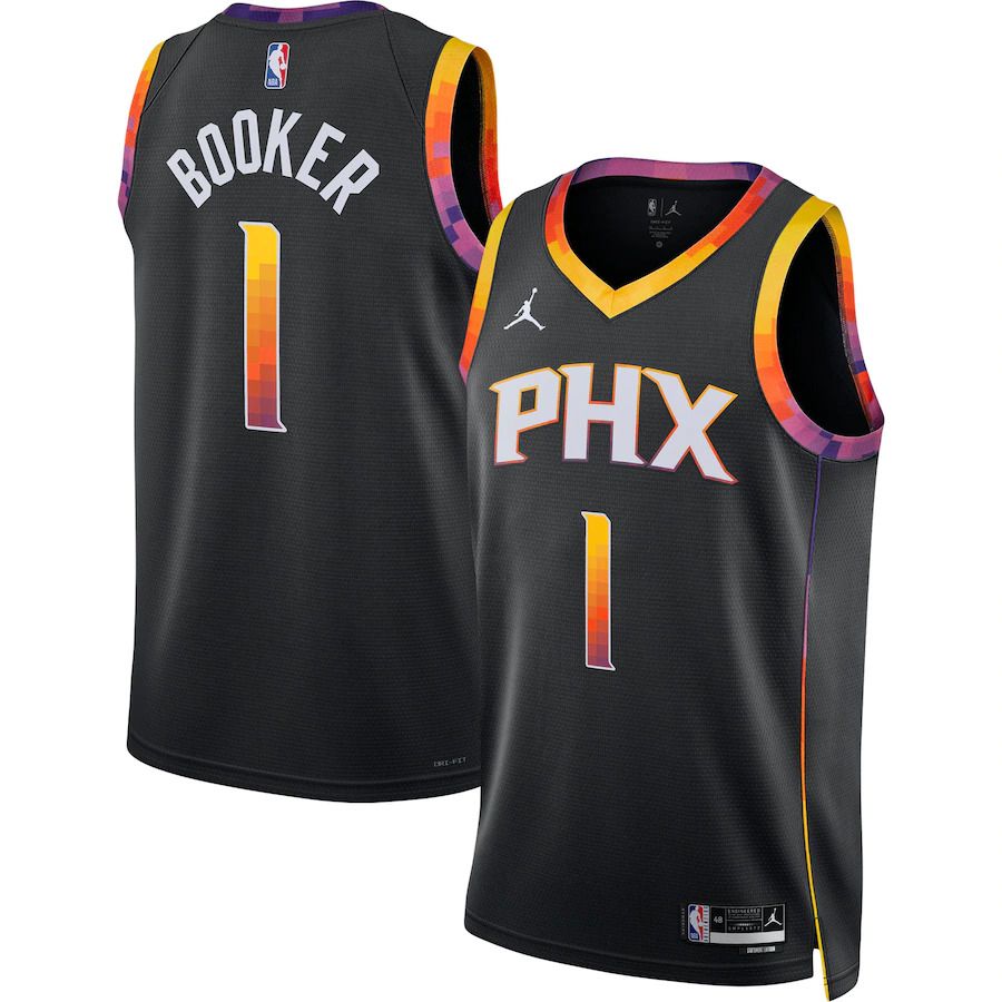 Men Phoenix Suns 1 Devin Booker Jordan Brand Black 2022-23 Statement Edition Swingman NBA Jersey